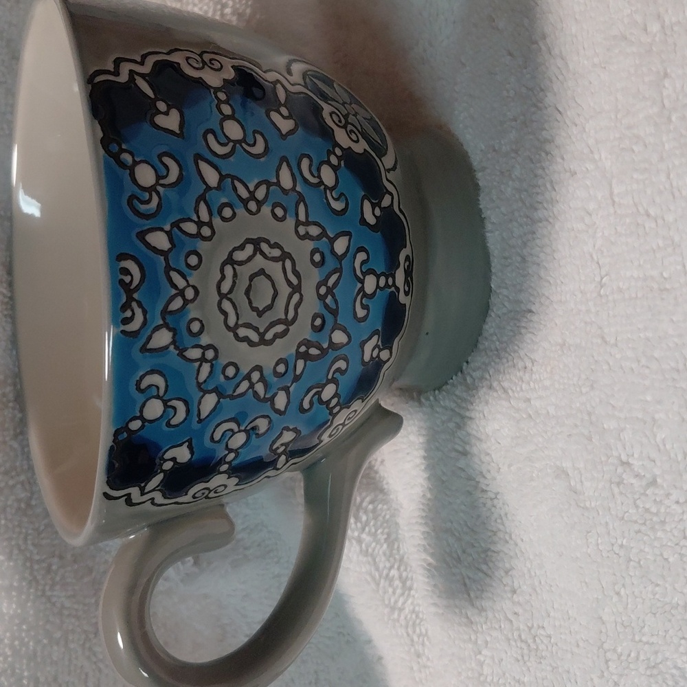 Dutch Wax Blue and Gray Ceramic Mug SS1